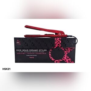 KOR 100% SOLID CERAMIC STRAIGHTENER HSK21 CHEETAH BLACK AND RED